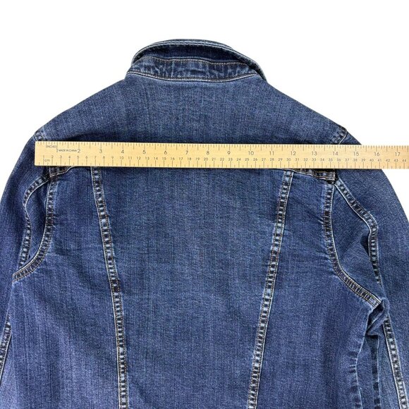 A.N.A Women’s Blue Denim Jean Jacket Size Small Stretch Classic Button Up - Picture 14 of 15